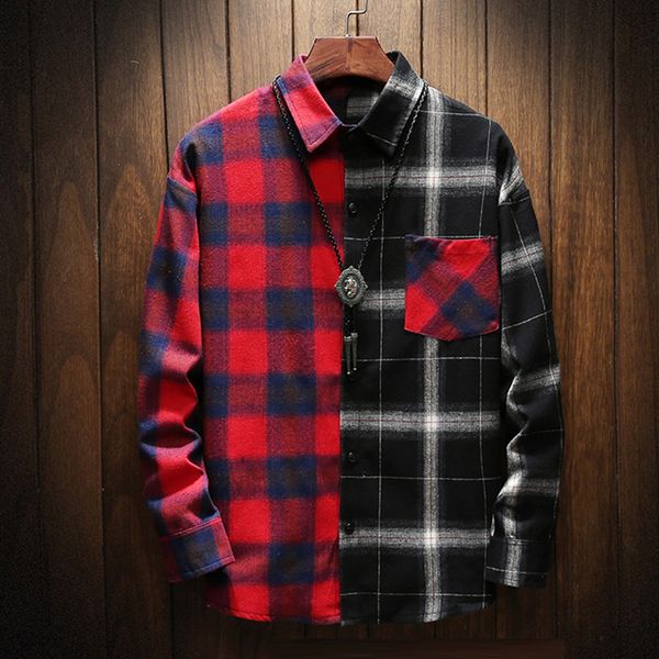 new autumn men shirts casual slim fit streetwear printed colorful blouse lapel plaid button up dress shirt long sleeve, White;black
new autumn men shirts casual slim fit streetwear printed colorful blouse lapel plaid button up dress shirt long sleeve, White;black
