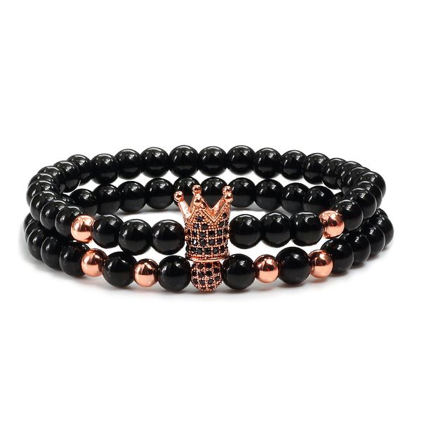 2pcs/set charms crown luxury couple bracelet 6mm natural stone beads micro-inlaid men women bracelets bangles jewelry homme gift, Black
2pcs/set charms crown luxury couple bracelet 6mm natural stone beads micro-inlaid men women bracelets bangles jewelry homme gift, Black
