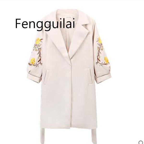 ladies spring autumn woolen coat women's new embroidered lantern sleeves woolen coat female medium long slim thick, Black
ladies spring autumn woolen coat women's new embroidered lantern sleeves woolen coat female medium long slim thick, Black