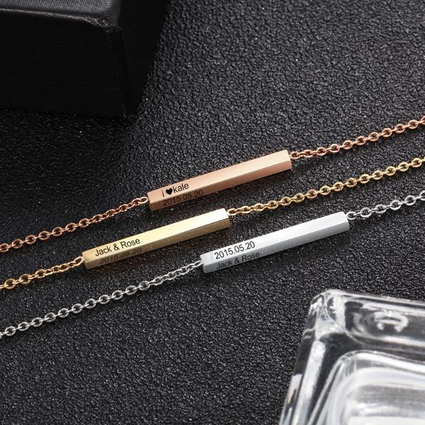personalized stainless steel bar pendant necklace 3 colors engraved 4 sides nameplate necklace women jewelry, Silver
personalized stainless steel bar pendant necklace 3 colors engraved 4 sides nameplate necklace women jewelry, Silver