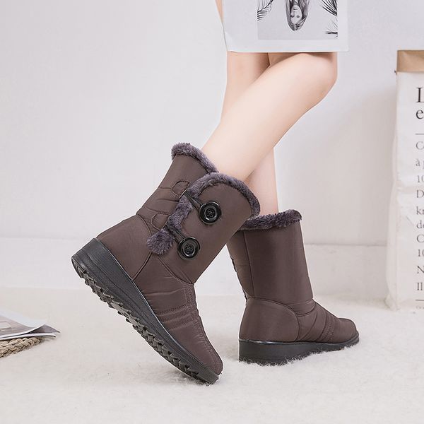 ladies waterproof snow boots women winter boots mid-calf button for girls winter shoes woman plush insole botas, Black
ladies waterproof snow boots women winter boots mid-calf button for girls winter shoes woman plush insole botas, Black