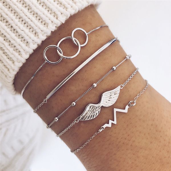 5 pcs/set bohemian retro circle chain heartbeat angel wings beaded bracelets ladies charm beach accessories bangle lover gifts, Black
5 pcs/set bohemian retro circle chain heartbeat angel wings beaded bracelets ladies charm beach accessories bangle lover gifts, Black
