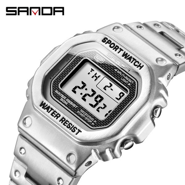 sanda 50m all steel digital mens watches men waterproof sport watch stainless steel alarm wristwatch reloj deportivo hombre, Slivery;brown
sanda 50m all steel digital mens watches men waterproof sport watch stainless steel alarm wristwatch reloj deportivo hombre, Slivery;brown