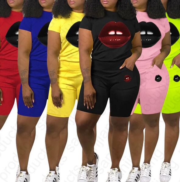 2020 women tracksuit 2 piece shorts sets summer outfits lips print short sleeve t-shirt + shorts pants sweatsuit clothing dhl d41002, White 
2020 women tracksuit 2 piece shorts sets summer outfits lips print short sleeve t-shirt + shorts pants sweatsuit clothing dhl d41002, White