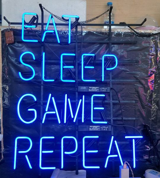 eat sleep game repeat neon sign light bar advertising entertainment decoration art display real glass lamp metal frame 17'' 24
eat sleep game repeat neon sign light bar advertising entertainment decoration art display real glass lamp metal frame 17'' 24