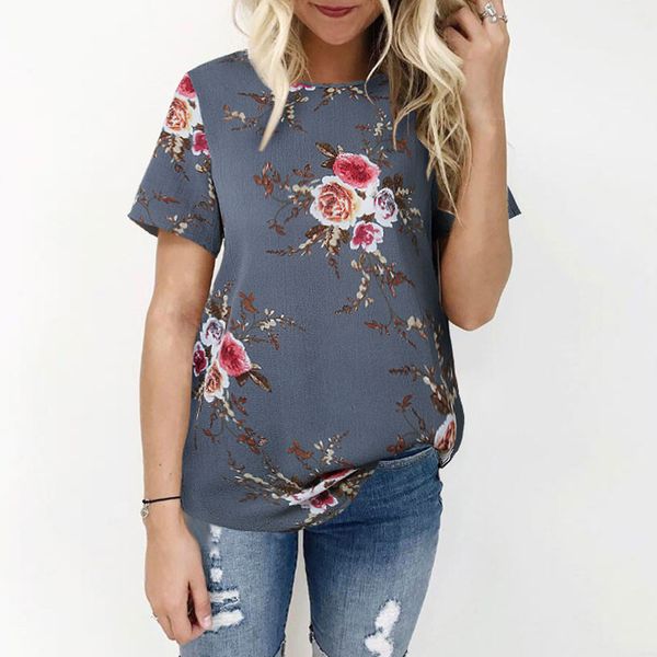 women ladies blouses casual floral printing short sleeve woman shirt womens and blouses camiseta mujer, White
women ladies blouses casual floral printing short sleeve woman shirt womens and blouses camiseta mujer, White
