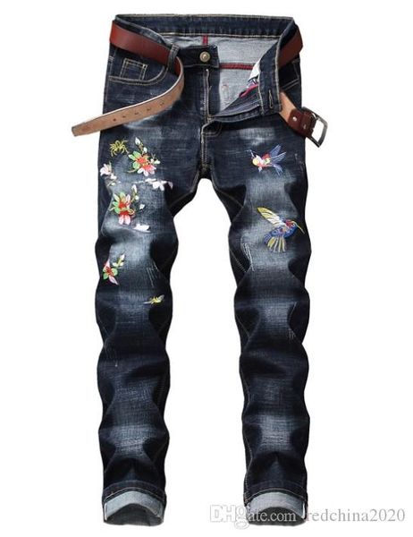 2020 distressed ripped denim fashion brand designer cowboy famous slim fit straight washed embroidery destroyed patches patchwork trouser, Blue
2020 distressed ripped denim fashion brand designer cowboy famous slim fit straight washed embroidery destroyed patches patchwork trouser, Blue