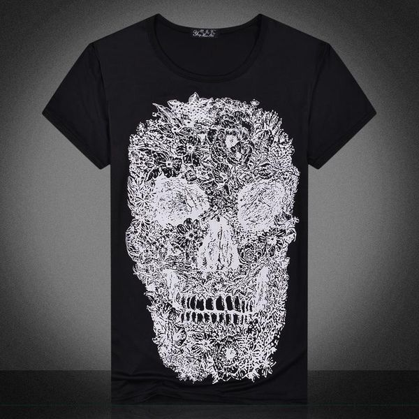 eur size mens slim printed t shirts skull printing short sleeve tees for male summer hip hop t shirts, White;black
eur size mens slim printed t shirts skull printing short sleeve tees for male summer hip hop t shirts, White;black