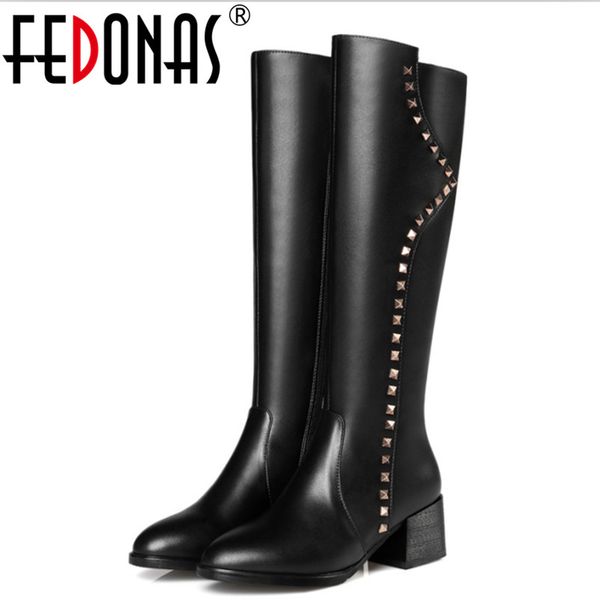 fedonas new zipper design genuine leather square heel boots women knee high boots shoes woman rivets punk long motorcycle, Black
fedonas new zipper design genuine leather square heel boots women knee high boots shoes woman rivets punk long motorcycle, Black