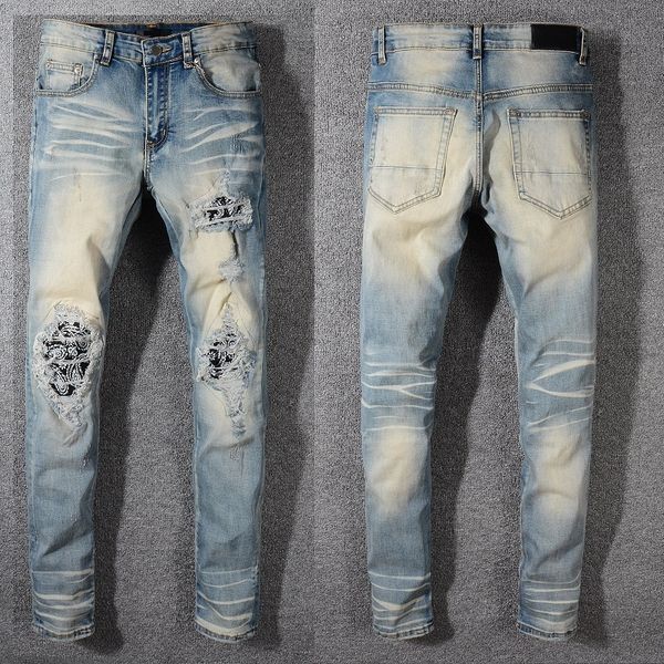 new italy style #579# men's distressed bandana crystals patches pant stretch dirty washed blue skinny jeans slim size 29-40
new italy style #579# men's distressed bandana crystals patches pant stretch dirty washed blue skinny jeans slim size 29-40