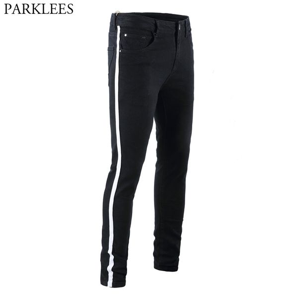 side striped black skinny jeans men 2018 autumn new casual cotton pencil jeans homme hiphop streetwear denime trousers for men, Blue
side striped black skinny jeans men 2018 autumn new casual cotton pencil jeans homme hiphop streetwear denime trousers for men, Blue