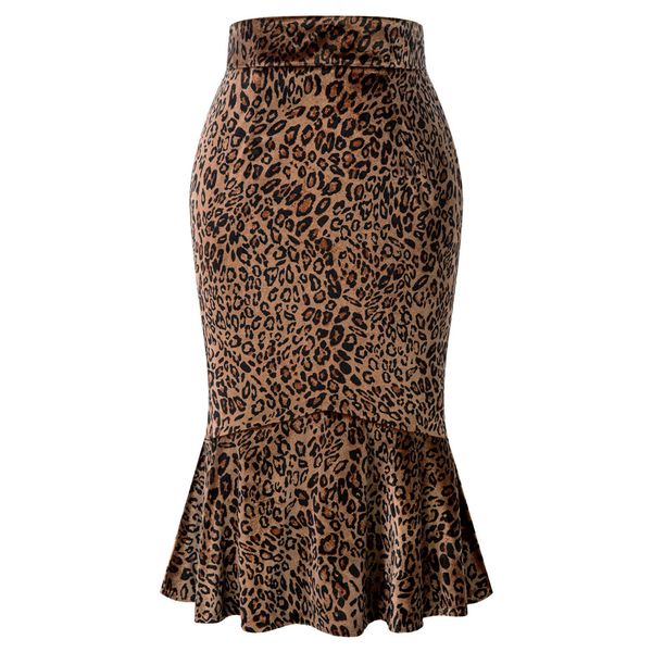 women's skirt leopard pattern hips-wrapped bodycon pencil skirts with mermaid hem retro elegant slim office skirt falda, Black
women's skirt leopard pattern hips-wrapped bodycon pencil skirts with mermaid hem retro elegant slim office skirt falda, Black