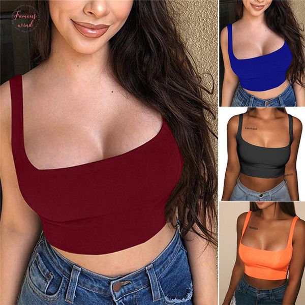 women solid strappy tank 2020 vest crop summer beach sleeveless o neck tanks woman girls bralette sports top, White
women solid strappy tank 2020 vest crop summer beach sleeveless o neck tanks woman girls bralette sports top, White