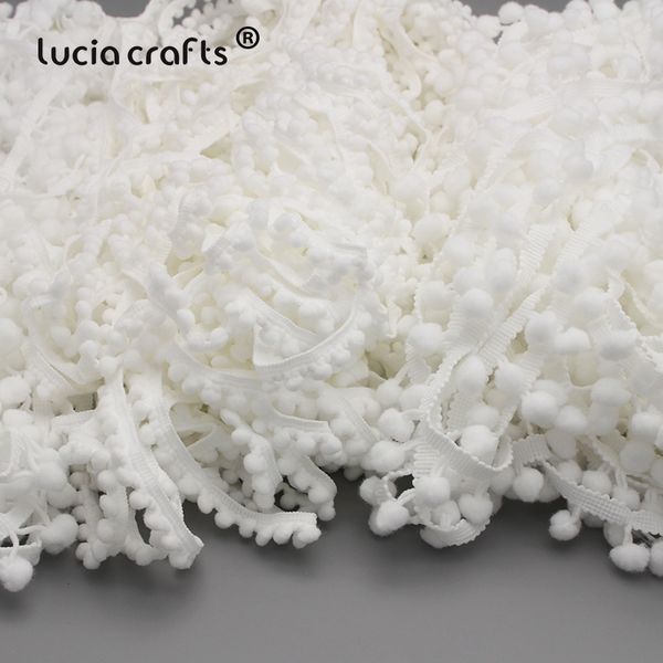 

lucia crafts 5yards 10mm white pom pom trim tassels ball fringe lace ribbon diy sewing garment materials accessories k0104, Pink;blue