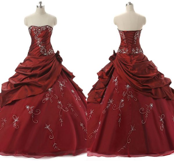 burgundy a-line wedding dresses silver embroidered black pearls pleated ruched hand made flowers party dress plus size vestidos de novia, White
burgundy a-line wedding dresses silver embroidered black pearls pleated ruched hand made flowers party dress plus size vestidos de novia, White