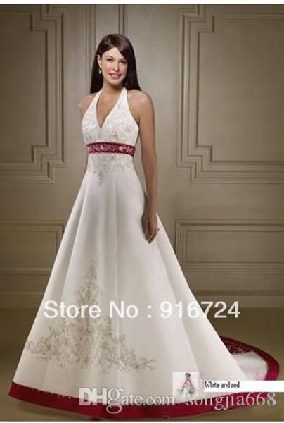 a-line embroidery beading floor-length v-neck wedding dresses chapel train satin bridal gowns custom made, White
a-line embroidery beading floor-length v-neck wedding dresses chapel train satin bridal gowns custom made, White