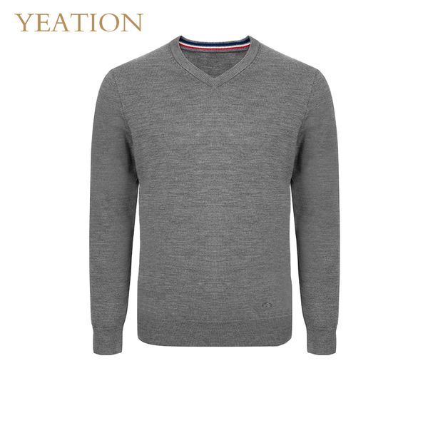 yeation man 100% woolen v-neck casual pullovers machine wash wool sweater, White;black 
yeation man 100% woolen v-neck casual pullovers machine wash wool sweater, White;black