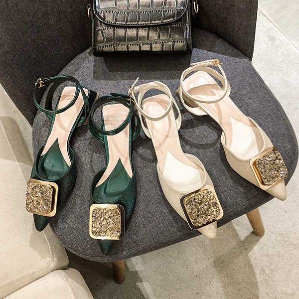 women's shoes sandals 2020 new spring pointed metal buckle rhinestone heels, Black
women's shoes sandals 2020 new spring pointed metal buckle rhinestone heels, Black