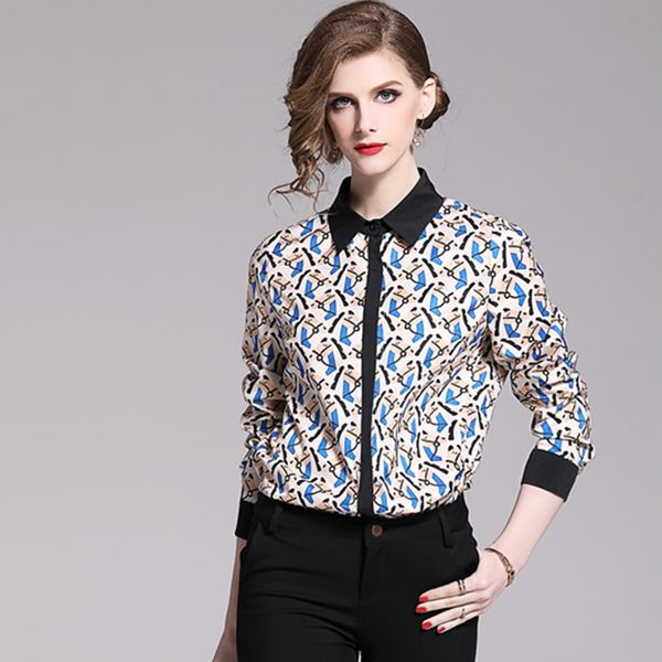 women's blouses & shirts summer elegant long sleeve women vintage print wear work turn-down collar casual blouse k5111, White
women's blouses & shirts summer elegant long sleeve women vintage print wear work turn-down collar casual blouse k5111, White
