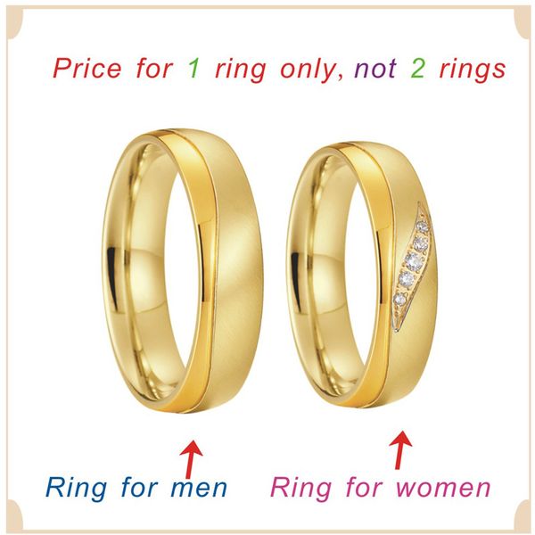 alliances marriage gold color promise wedding rings for couples set men and women ladies titanium stainless steel jewelry, Slivery;golden 
alliances marriage gold color promise wedding rings for couples set men and women ladies titanium stainless steel jewelry, Slivery;golden