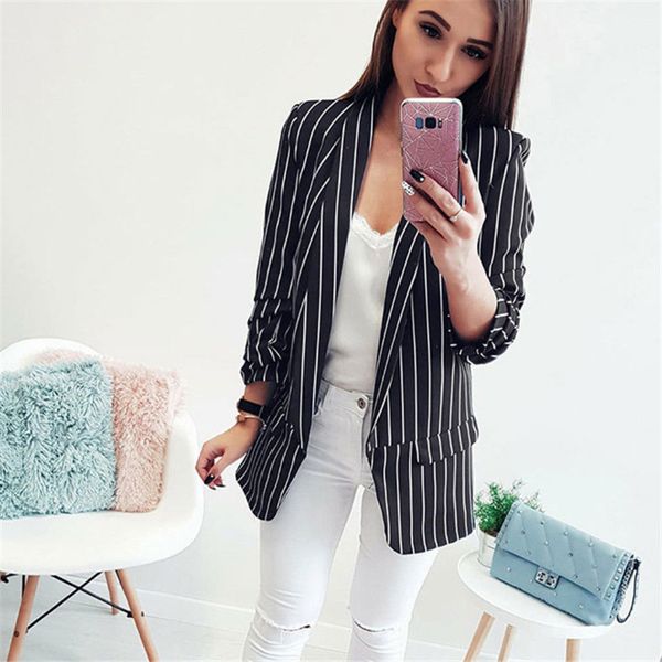 2019 women new fashion blazers long sleeve slim blazers for women plus size striped suit coats black white xxl, White;black
2019 women new fashion blazers long sleeve slim blazers for women plus size striped suit coats black white xxl, White;black
