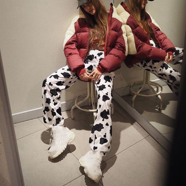 2019 elastic high waist milk cow print pants women casual loose trousers straight wide leg pants femme, Black;white
2019 elastic high waist milk cow print pants women casual loose trousers straight wide leg pants femme, Black;white