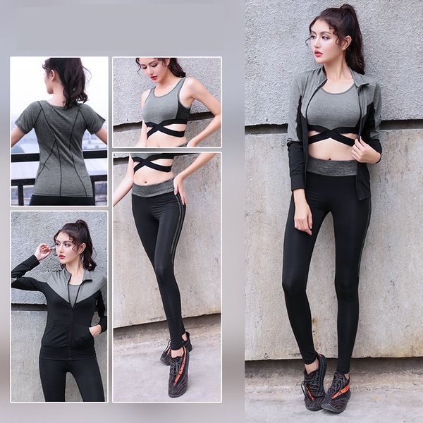 quick dry yoga set 4 pcs workout tight sport suit gym running shirt pants sport bra women's tracksuit, Black;blue
quick dry yoga set 4 pcs workout tight sport suit gym running shirt pants sport bra women's tracksuit, Black;blue