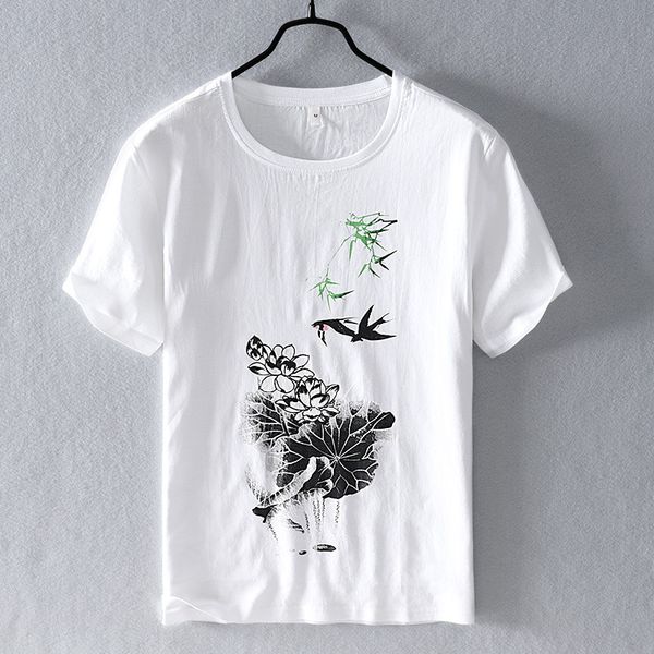 2020 summer t shirt men lotus embroidery fashion white tshirt casual short sleeve linen plus size y2818, White;black
2020 summer t shirt men lotus embroidery fashion white tshirt casual short sleeve linen plus size y2818, White;black
