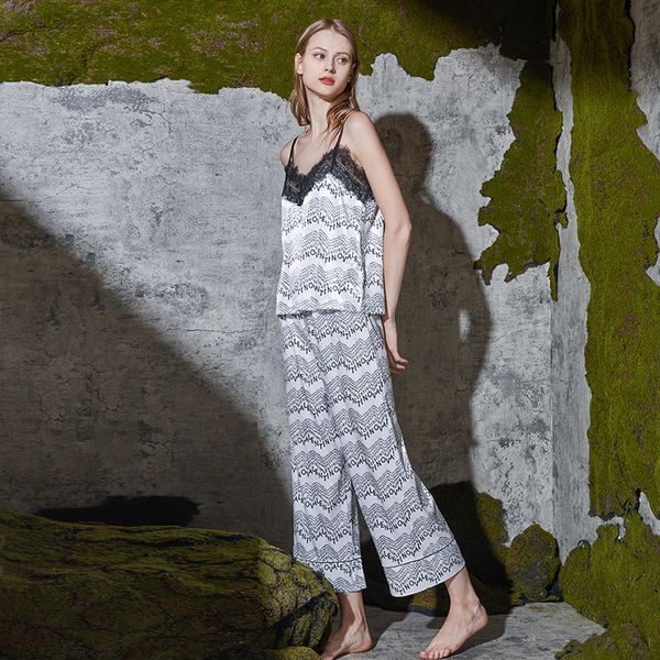 women's sleepwear summer print pajamas set for women v neck sleep tank bottoms long pants nightwear clothing home wear clothes, Black;red
women's sleepwear summer print pajamas set for women v neck sleep tank bottoms long pants nightwear clothing home wear clothes, Black;red