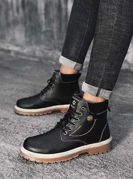 boots men autumn causal motorcycle ankle boots winter leather lace up round fashion work shoes botas de hombre, Black
boots men autumn causal motorcycle ankle boots winter leather lace up round fashion work shoes botas de hombre, Black