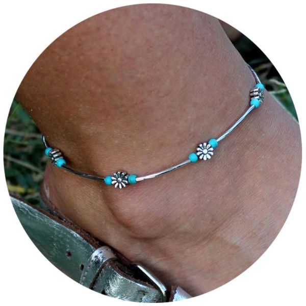 european and american new anklet creative retro bohemian turquoise flower anklet women jewelry for feet, Red;blue
european and american new anklet creative retro bohemian turquoise flower anklet women jewelry for feet, Red;blue