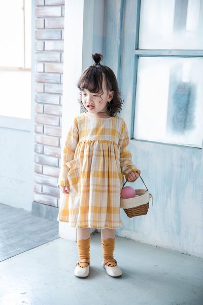 

одежда для девочек весна-осень платье с длинным рукавом лолита девушка размер платья 80-130см, Red;yellow
