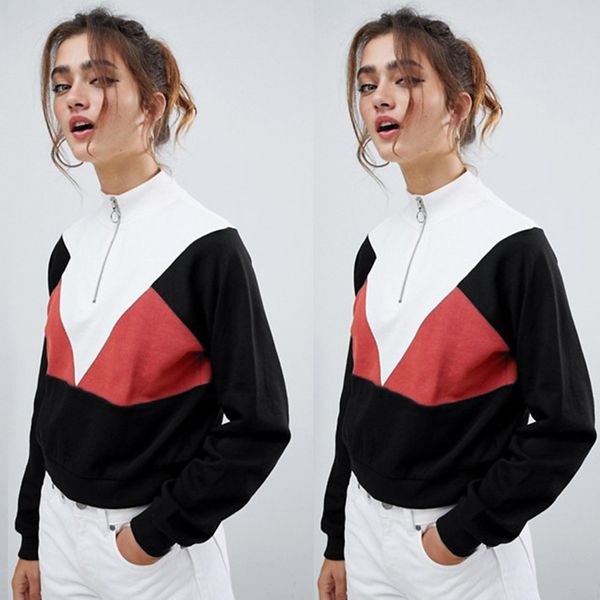 fashion patchwork women's sweatshirt long-sleeved pullover womens long sleeve splcing color sweatshirt pullover blouse, Black
fashion patchwork women's sweatshirt long-sleeved pullover womens long sleeve splcing color sweatshirt pullover blouse, Black