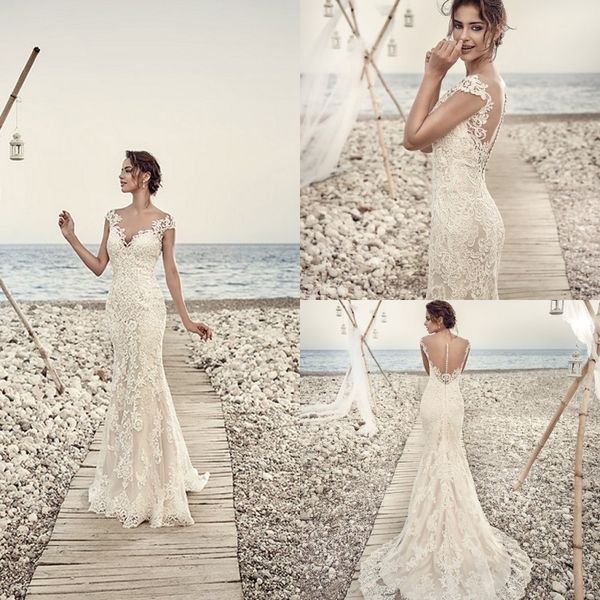 2019 eddy k mermaid wedding dresses v neck cap sleeves lace appliqued beach wedding gowns sweep train plus size country bridal dress, White
2019 eddy k mermaid wedding dresses v neck cap sleeves lace appliqued beach wedding gowns sweep train plus size country bridal dress, White