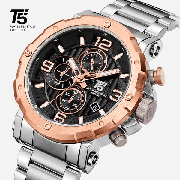 luxury t5 steel band man designer quartz chronograph waterproof mens watches wristwatches sport watch, Slivery;brown
luxury t5 steel band man designer quartz chronograph waterproof mens watches wristwatches sport watch, Slivery;brown
