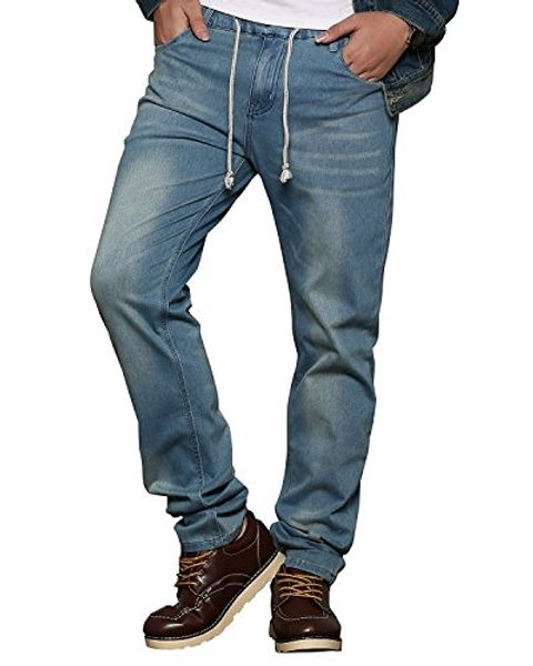 hemiks men's comfy stretch drawstring elastic waist regular fit denim jeans pants, Blue
hemiks men's comfy stretch drawstring elastic waist regular fit denim jeans pants, Blue