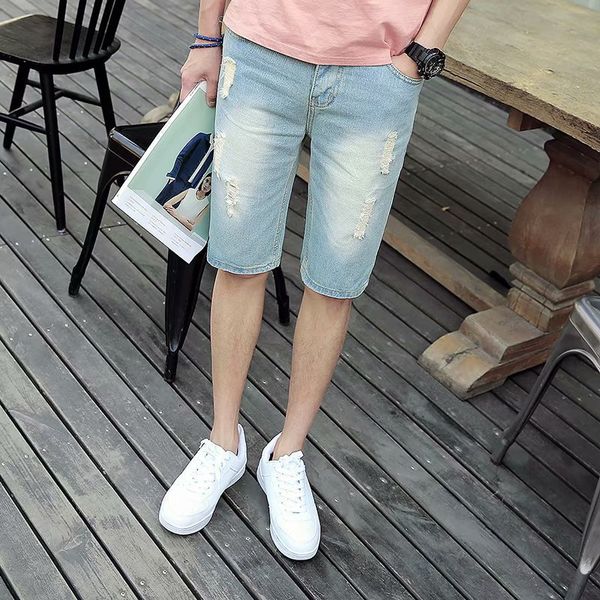 men's wear versatile knee-length denim shorts men's with holes korean-style street shorts straight-leg denim, Blue
men's wear versatile knee-length denim shorts men's with holes korean-style street shorts straight-leg denim, Blue