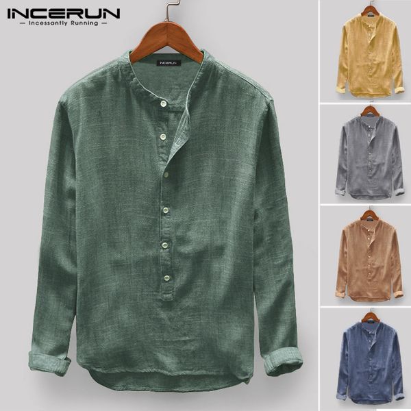 incerun men casual shirt stand collar long sleeve breathable leisure button japanese men basic shirts harajuku camisa 2020, White;black
incerun men casual shirt stand collar long sleeve breathable leisure button japanese men basic shirts harajuku camisa 2020, White;black