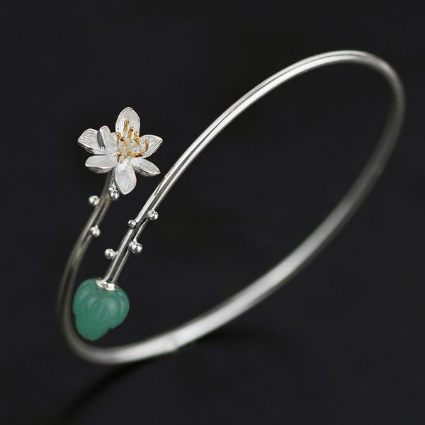 inature 925 sterling silver natural aventurine lotus flower bracelets bangles for women jewelry sh190721, Black
inature 925 sterling silver natural aventurine lotus flower bracelets bangles for women jewelry sh190721, Black