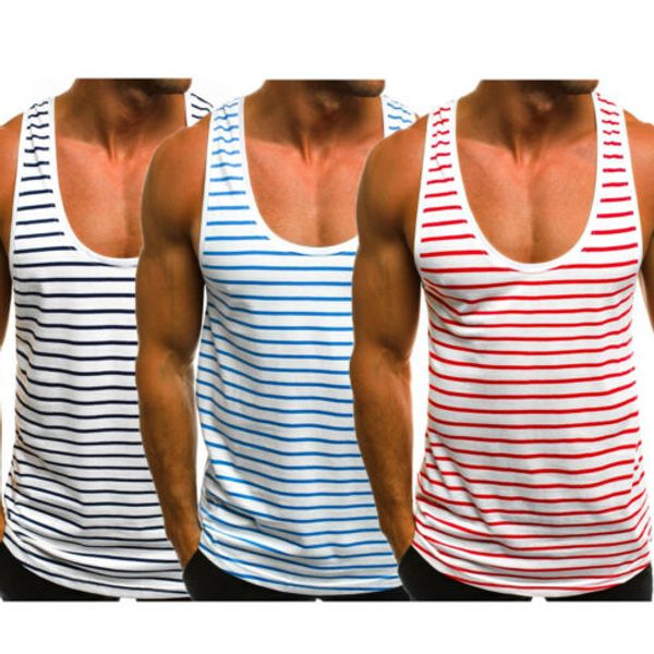 men' stripe sleeveless vest summer beach training gym holiday tank male cotton striped clothing, White;black
men' stripe sleeveless vest summer beach training gym holiday tank male cotton striped clothing, White;black