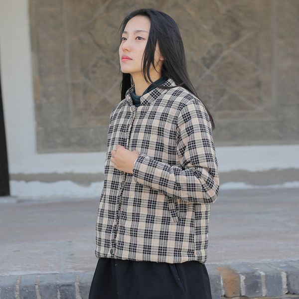 johnature women plaid parkas vintage stand cotton linen winter coats 2019 new long sleeve pockets button loose women warm parkas, Black
johnature women plaid parkas vintage stand cotton linen winter coats 2019 new long sleeve pockets button loose women warm parkas, Black