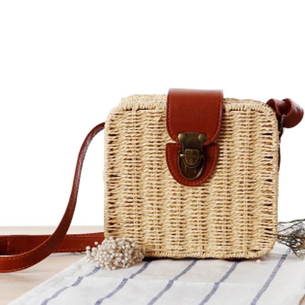 

women's handbags mini women messenger bags leather Square Straw ladies Crossbody Bag shoulder bags summer bolsa feminina 2020