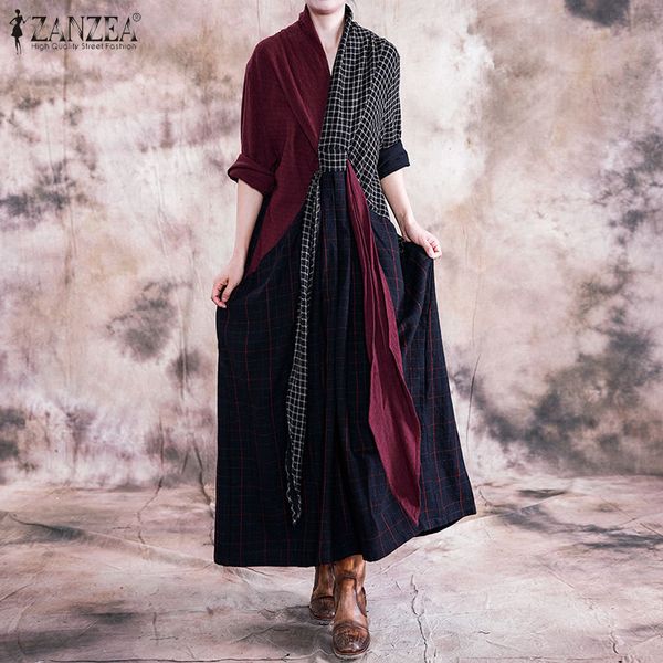 zanzea 2020 women's autumn check dress vintage patchwork sundress casual v neck irregular maxi vestidos plus size tunic robe 5xl, Black;gray
zanzea 2020 women's autumn check dress vintage patchwork sundress casual v neck irregular maxi vestidos plus size tunic robe 5xl, Black;gray