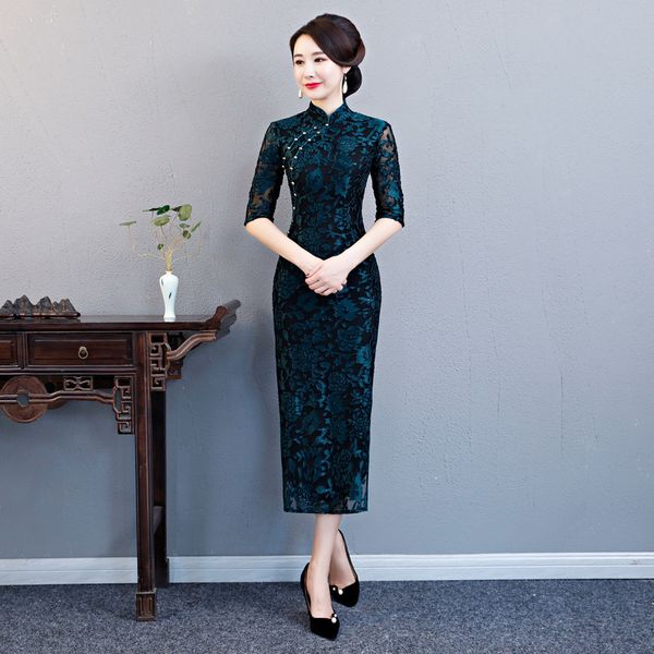 blue lace chinese wedding dress female cheongsam slim chinese traditional dress women long qipao for wedding party, Red
blue lace chinese wedding dress female cheongsam slim chinese traditional dress women long qipao for wedding party, Red