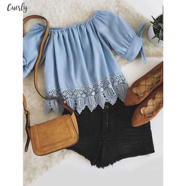 fashion summer women lace ladies lace off shoulder slash neck casual blouse crop uk blue, White
fashion summer women lace ladies lace off shoulder slash neck casual blouse crop uk blue, White