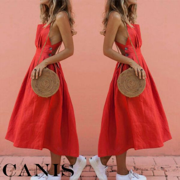 fashion-2019 summer women boho backless sleeveless long red dress slim evening party beach sundress hot, Black;gray
fashion-2019 summer women boho backless sleeveless long red dress slim evening party beach sundress hot, Black;gray