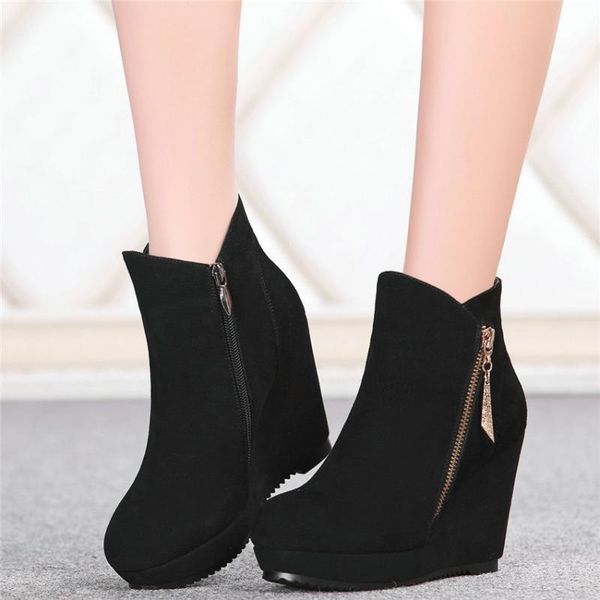 2020 women black shoes cow suede leather high heel ankle boots platform wedges party pumps punk goth trainers lady casual shoes
2020 women black shoes cow suede leather high heel ankle boots platform wedges party pumps punk goth trainers lady casual shoes