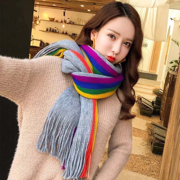 2018 winter scarf women rainbow wool knit scarf warm soft striped shawl cashmere ladies girl pink tassel long bandanna
2018 winter scarf women rainbow wool knit scarf warm soft striped shawl cashmere ladies girl pink tassel long bandanna