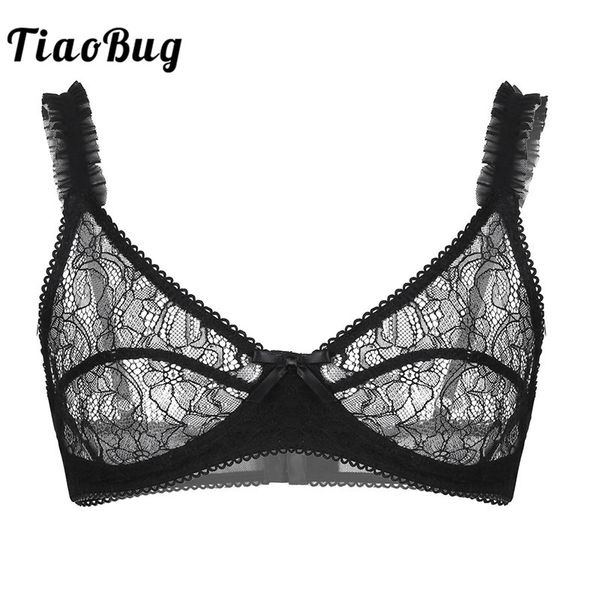 tiaobug men soft see through sheer floral lace sissy lingerie bralette adjustable spaghetti straps male erotic bra, Red;black
tiaobug men soft see through sheer floral lace sissy lingerie bralette adjustable spaghetti straps male erotic bra, Red;black