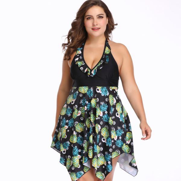 women plus size swimwear floral halter swimdress two pieces tankini swimwear deep v neck high waist bathing suit, White;black
women plus size swimwear floral halter swimdress two pieces tankini swimwear deep v neck high waist bathing suit, White;black